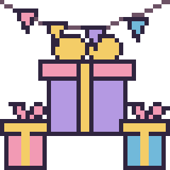 Pixel art Cadeau pour un anniversaire, grille 40 × 40