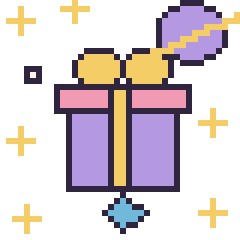 Pixel art Cadeau dans l’espace, grille 40 × 40