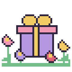 Pixel art Cadeau dans le jardin, grille 40 × 40