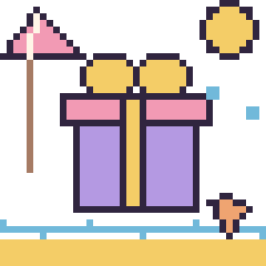 Pixel art Cadeau à la plage, grille 40 × 40