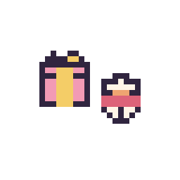 Pixel art Cadeau simple 10 × 10 et Bonhomme de neige simple 10 × 10, grille 32 × 32