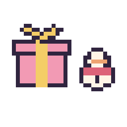 Pixel art Cadeau simple 16 × 16 et Bonhomme de neige simple 12 × 12, grille 32 × 32