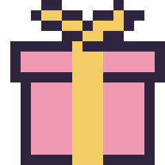Pixel art Cadeau simple 16 × 16, grille 16 × 16
