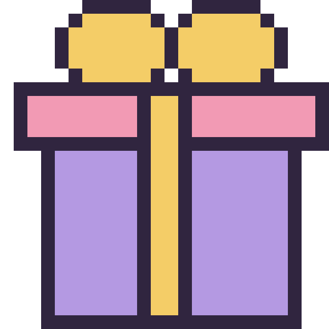 Modèle de pixel art Cadeau sur une grille de 24 par 24 cases