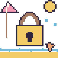 Pixel art Cadenas à la plage, grille 40 × 40