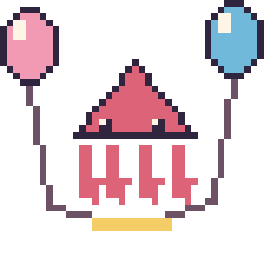 Pixel art Calamar avec des ballons, grille 40 × 40