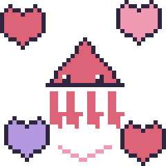 Pixel art Calamar avec des cœurs, grille 40 × 40