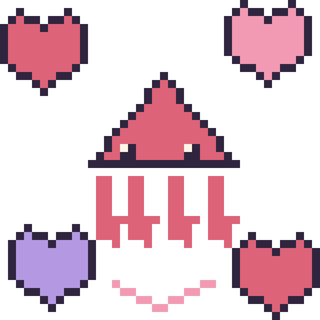 Modèle de pixel art Calamar avec des cœurs sur une grille de 40 par 40 cases