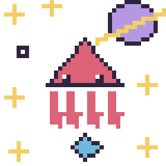 Pixel art Calamar dans l’espace, grille 40 × 40
