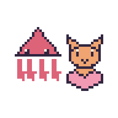 Pixel art Calamar et Chat avec un cœur, grille 48 × 48
