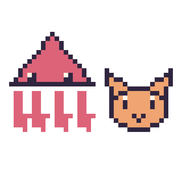 Modèle de pixel art Calamar et Chat en portrait sur une grille de 40 par 40 cases