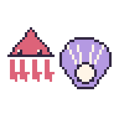 Pixel art Calamar et Huître, grille 48 × 48