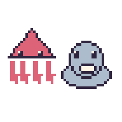 Pixel art Calamar et Phoque, grille 48 × 48
