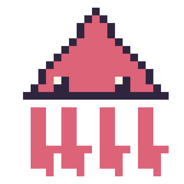 Modèle de pixel art Calamar sur une grille de 24 par 24 cases