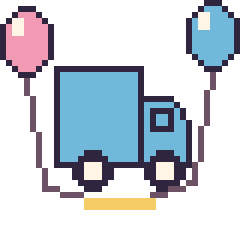 Pixel art Camion avec des ballons, grille 40 × 40
