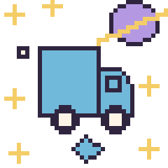Pixel art Camion dans l’espace, grille 40 × 40