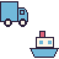 Pixel art Camion et Bateau, grille 48 × 48