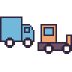 Pixel art Camion et Bulldozer, grille 48 × 48