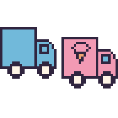 Pixel art Camion et Camion de glaces, grille 48 × 48