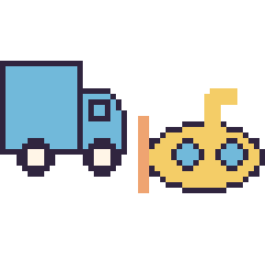 Pixel art Camion et Sous-marin, grille 48 × 48