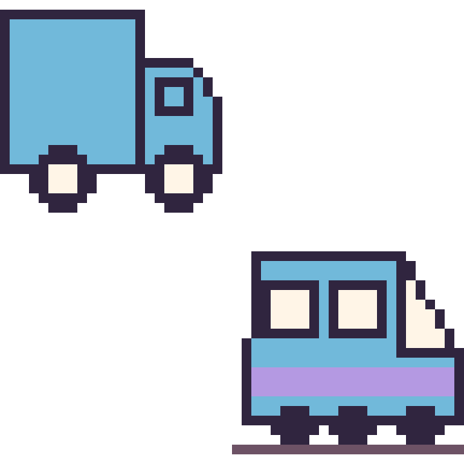 Modèle de pixel art Camion et TGV sur une grille de 48 par 48 cases