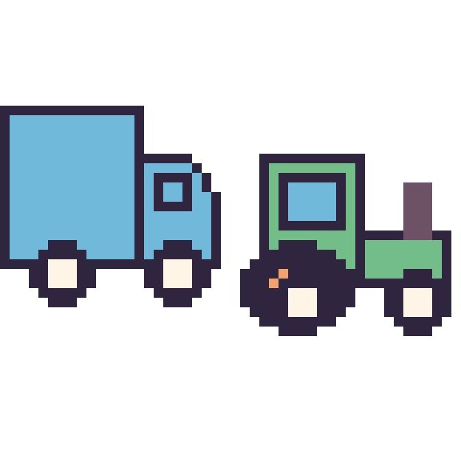 Modèle de pixel art Camion et Tracteur sur une grille de 48 par 48 cases
