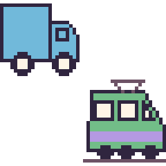 Pixel art Camion et Tramway, grille 48 × 48