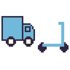 Pixel art Camion et Trottinette, grille 48 × 48