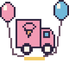 Pixel art Camion de glaces avec des ballons, grille 40 × 40
