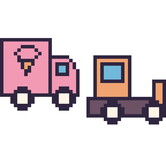 Modèle de pixel art Camion de glaces et Bulldozer sur une grille de 48 par 48 cases