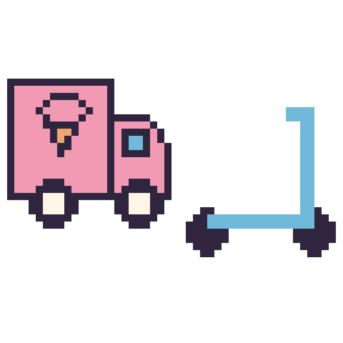 Modèle de pixel art Camion de glaces et Trottinette sur une grille de 48 par 48 cases