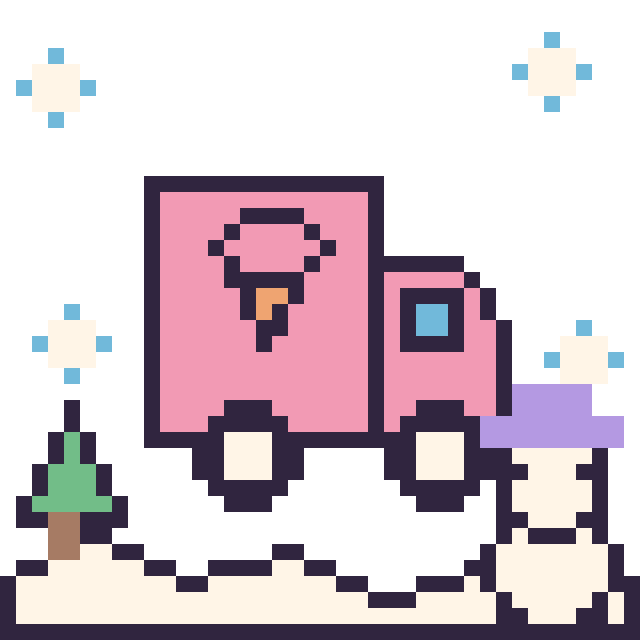 Modèle de pixel art Camion de glaces en hiver sur une grille de 40 par 40 cases