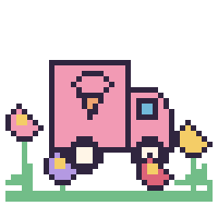 Pixel art Camion de glaces dans le jardin, grille 40 × 40