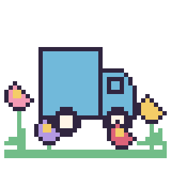 Pixel art Camion dans le jardin, grille 40 × 40