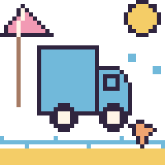 Pixel art Camion à la plage, grille 40 × 40