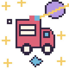 Pixel art Camion de pompier dans l’espace, grille 40 × 40