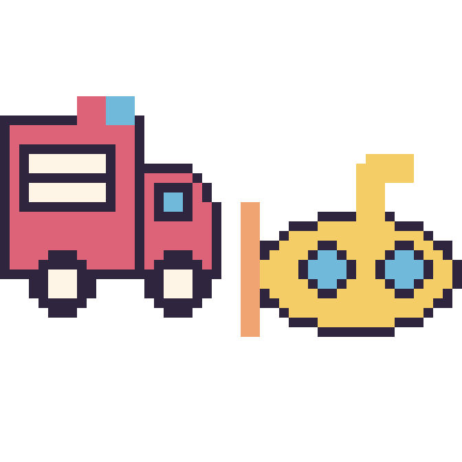 Modèle de pixel art Camion de pompier et Sous-marin sur une grille de 48 par 48 cases
