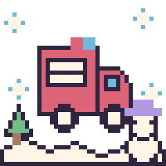 Pixel art Camion de pompier en hiver, grille 40 × 40