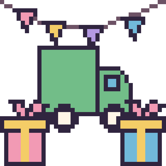 Modèle de pixel art Camion poubelle pour un anniversaire sur une grille de 40 par 40 cases