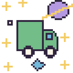 Pixel art Camion poubelle dans l’espace, grille 40 × 40