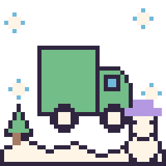 Pixel art Camion poubelle en hiver, grille 40 × 40