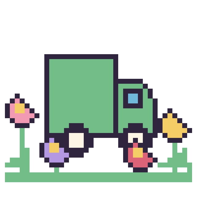 Modèle de pixel art Camion poubelle dans le jardin sur une grille de 40 par 40 cases