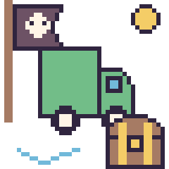 Pixel art Camion poubelle en aventure pirate, grille 40 × 40