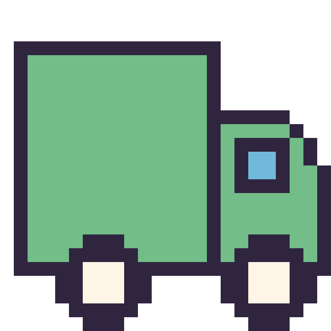 Modèle de pixel art Camion poubelle sur une grille de 24 par 24 cases