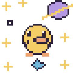 Pixel art Canard dans l’espace, grille 40 × 40