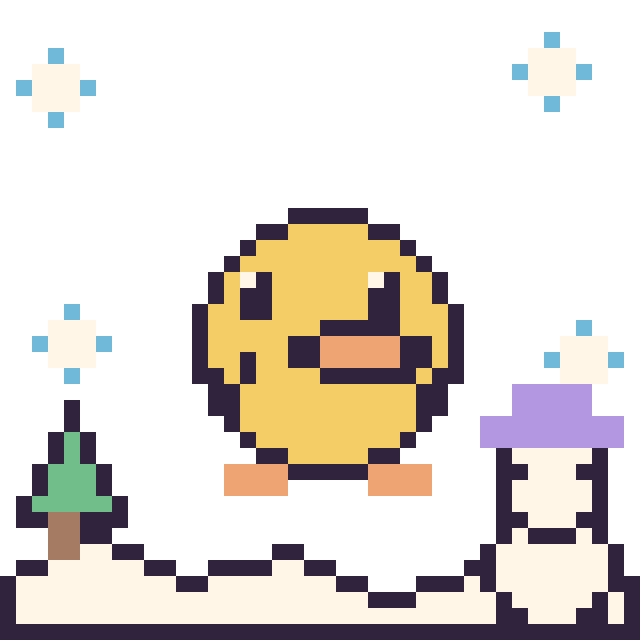 Modèle de pixel art Canard en hiver sur une grille de 40 par 40 cases