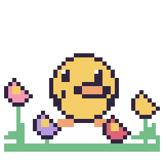 Pixel art Canard dans le jardin, grille 40 × 40
