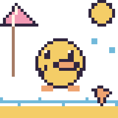 Pixel art Canard à la plage, grille 40 × 40