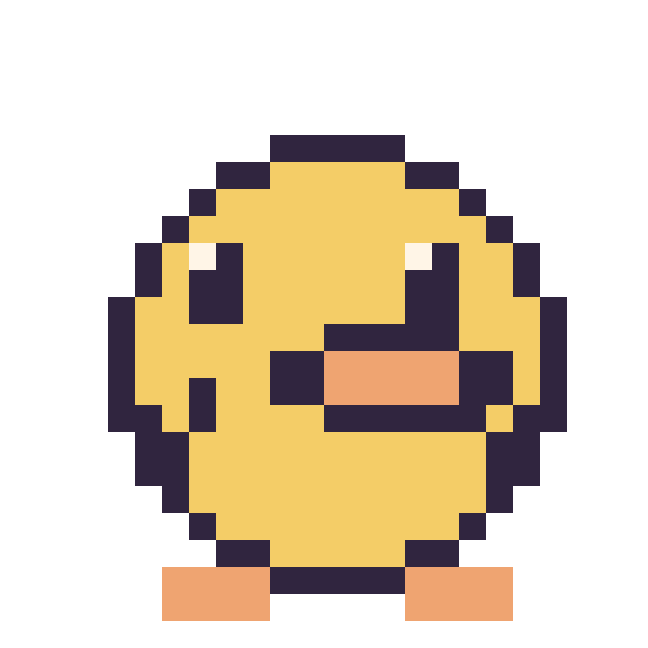 Modèle de pixel art Canard sur une grille de 24 par 24 cases