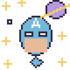 Pixel art Captain America dans l’espace, grille 40 × 40